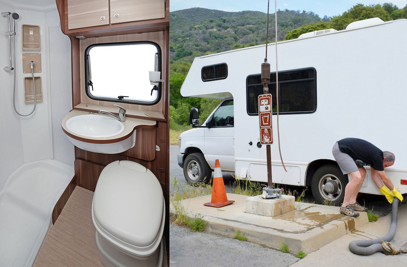 Portable RV/camper toilet and holding tank setup in Blytheville, Arkansas