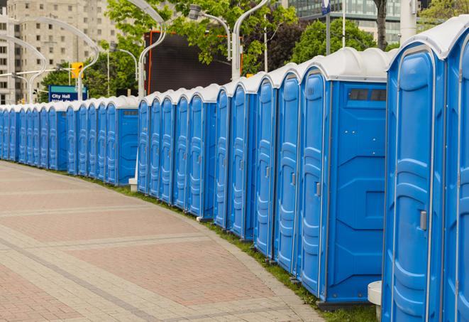 Seasonal porta potty units set up at a Blytheville, Arkansas venue