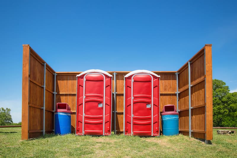 Short-term porta potty units staged for delivery in Blytheville, Arkansas